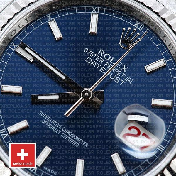 Rolex Datejust 36 Jubilee Blue Dial Fluted Bezel Stick Markers 36mm 116234 Swiss Replica