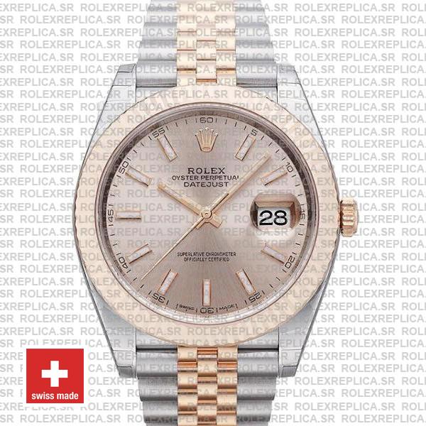 Rolex Datejust 41 Two-Tone Rose Gold Pink Dial Jubilee Watch