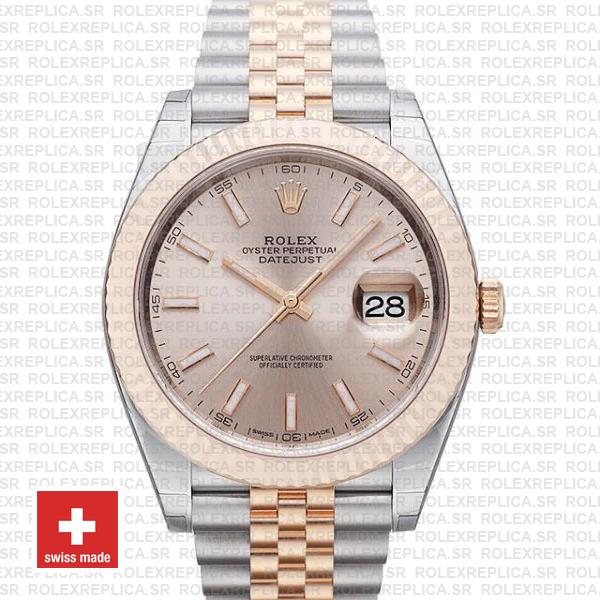 Rolex Datejust 41 Two-Tone Rose Gold Pink Dial Jubilee Watch