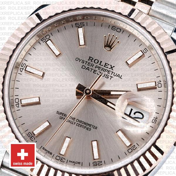 Rolex Datejust Two-Tone 18k Rose Gold 904L Steel Fluted Bezel Pink Dial