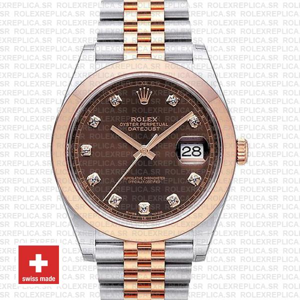 Rolex Datejust Jubilee Chocolate Dial Diamonds Replica Watch