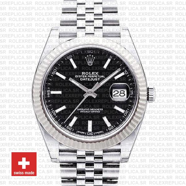 Rolex Datejust 41 Black Dial Stainless Steel Jubilee Replica