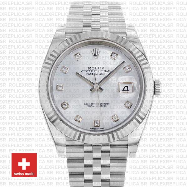 Rolex Datejust 41 Jubilee Bracelet 904L Steel White Mother of Pearl Diamond Dial