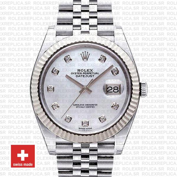 Rolex Datejust 41mm White Diamond Dial Jubilee | RolexReplica