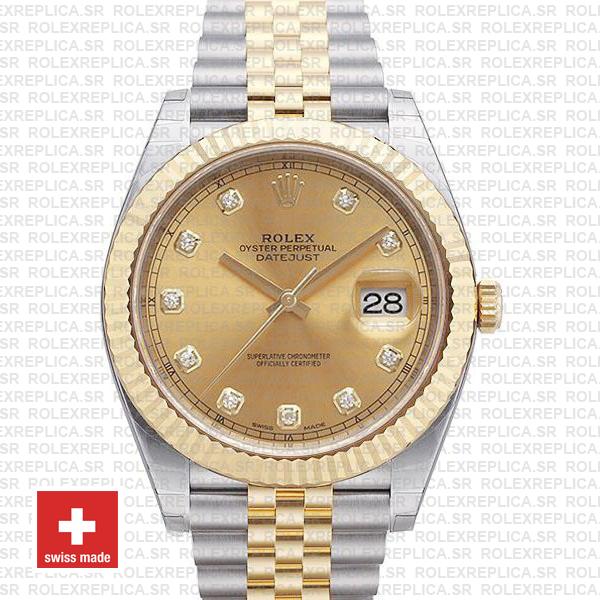 Rolex Datejust 41 Two-Tone Gold Dial Diamonds Jubilee Watch