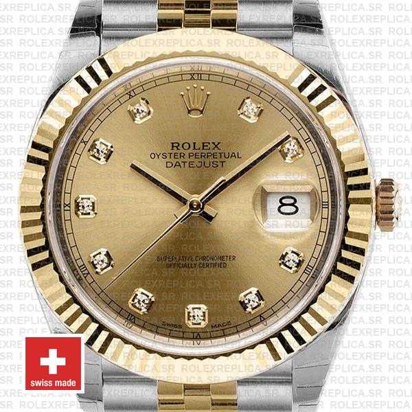 Rolex Datejust 41 Two-Tone Gold Dial Diamonds Jubilee Replica