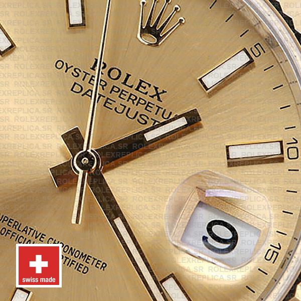 Rolex Oyster Perpetual Datejust 18k Yellow Gold Two-Tone Gold Dial Stainless Steel 41mm Jubilee Bracelet with Fluted Bezel Replica Watch