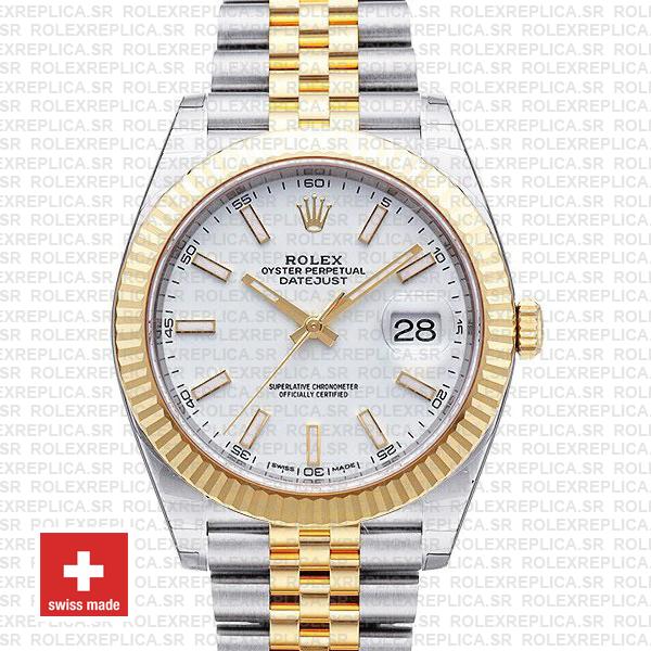 Rolex Datejust Two-Tone White Dial Fluted Bezel Replica Watch