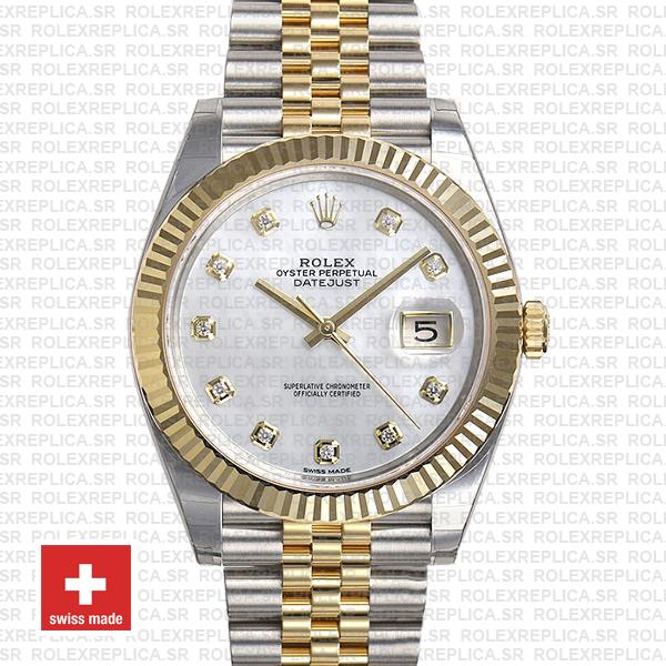 Rolex Datejust 41 Two-Tone White Dial Diamonds Jubilee Watch