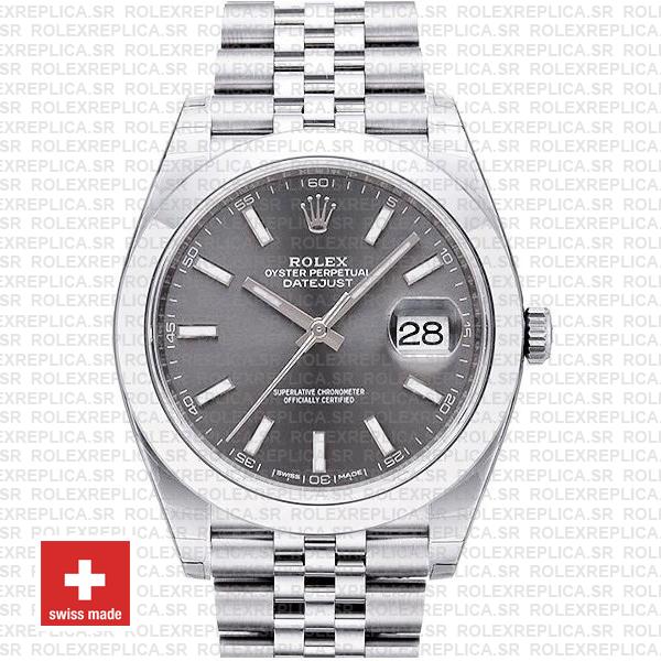 Rolex Datejust 41 Grey Dial Steel Jubilee Bracelet Replica