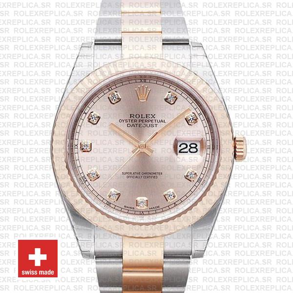 Rolex Datejust Two-Tone Pink Dial Diamonds Rose Gold Watch