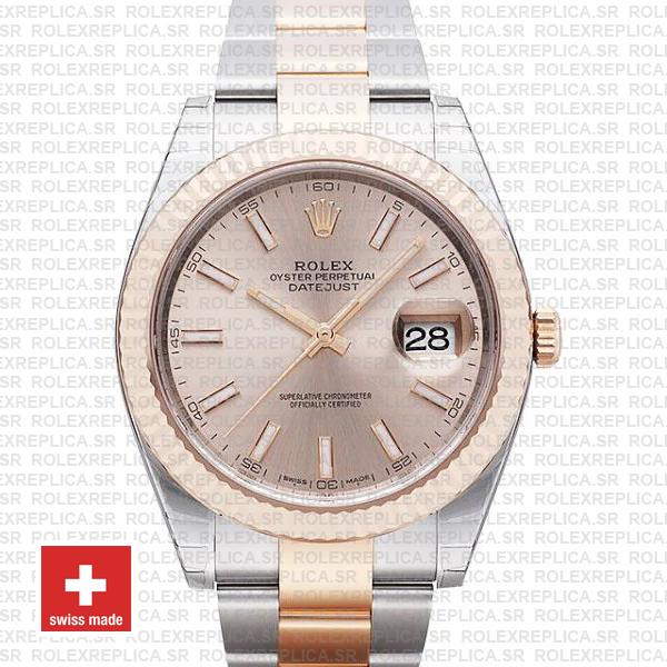 Rolex Datejust 41 Two-Tone Rose Gold Pink Dial Replica Watch