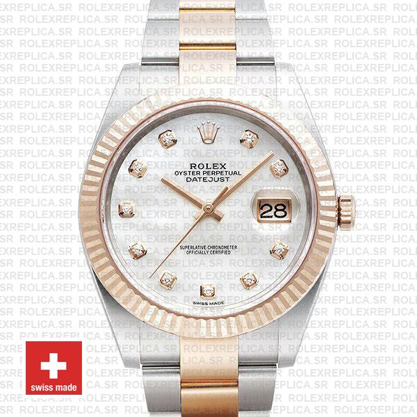 Rolex Datejust 41 Two-Tone White Diamond Dial Replica Watch