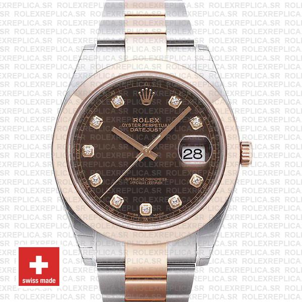 Rolex Datejust 41 Two-Tone Rose Gold Chocolate Diamond Dial