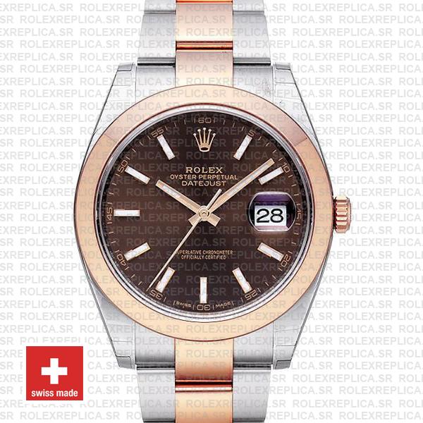 Rolex Datejust 41mm Chocolate Dial Rose Gold Replica Watch