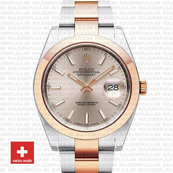 Rolex Datejust 41 Pink Dial Rose Gold Two-Tone Replica Watch