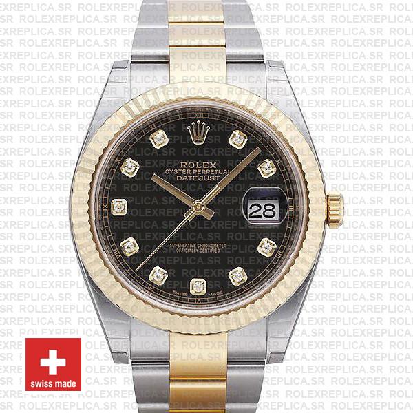 Rolex Datejust 41 Two-Tone Black Dial Diamonds | RolexReplica
