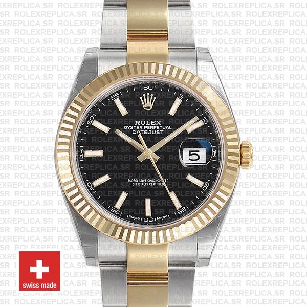 Rolex Datejust 41 Two-Tone Gold Black Dial | Replica Watch