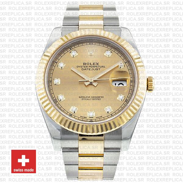Rolex Datejust 41 Two-Tone Gold Diamonds Dial Replica Watch