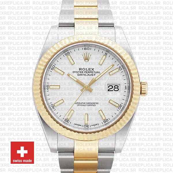 Rolex Datejust White Dial Two Tone 41mm Swiss Replica Watch