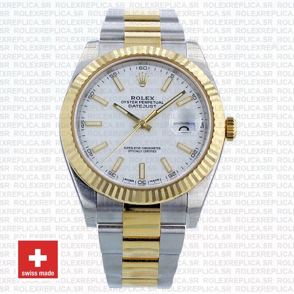 Rolex Datejust White Dial Two Tone 41mm Watch