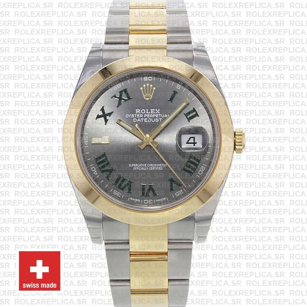 Rolex Datejust 41 Two-Tone 18k Yellow Gold Slate Grey Roman Dial Stainless Steel Replica