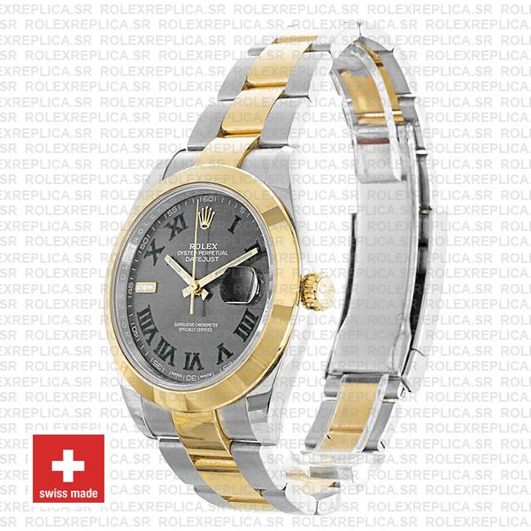 Rolex Datejust Two-Tone 41mm Slate Grey Dial Roman Replica Watch