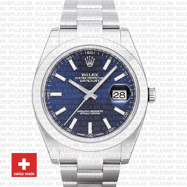 Rolex Datejust 41 Stainless Steel Blue Dial Swiss Replica Watch