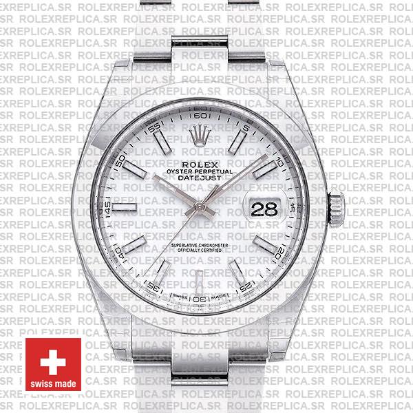 Rolex Datejust 41 904L Steel White Dial Oyster | Replica Watch