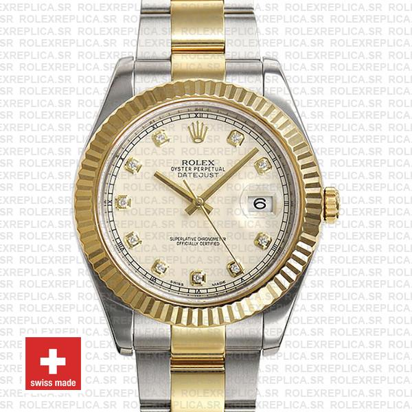 Swiss Rolex Datejust ΙΙ Two-Tone Ivory White Diamond Replica