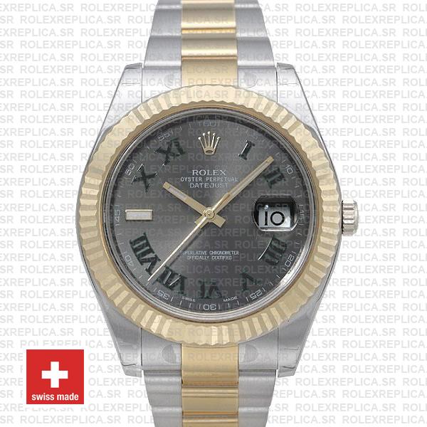 Rolex Datejust ΙΙ Two-Tone Slate Grey Green Roman Dial Watch