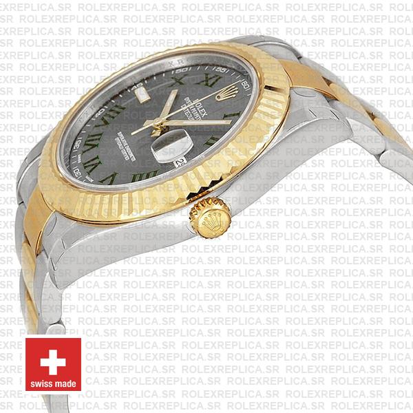 Rolex Datejust Ii 2 Tone Green Roman 41mm 116333 Swiss Replica