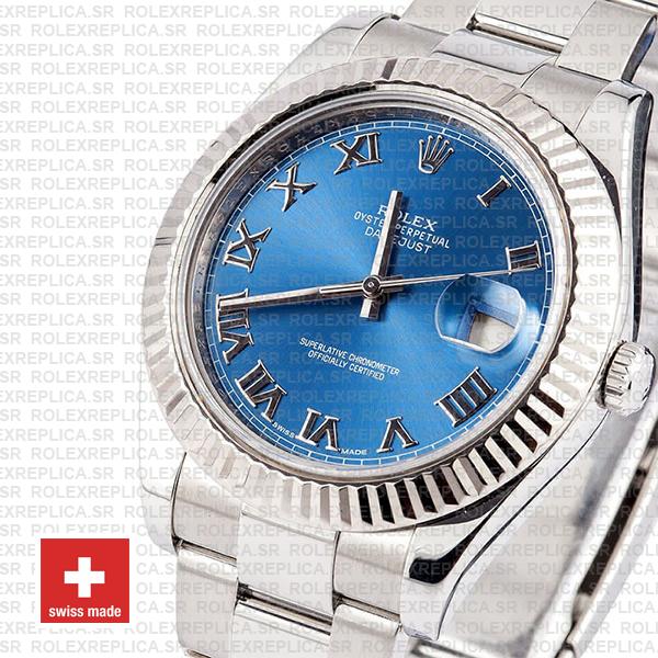 Rolex Datejust Ii Steel 18k White Gold Blue Roman 41mm 116334 Swiss Replica Replica