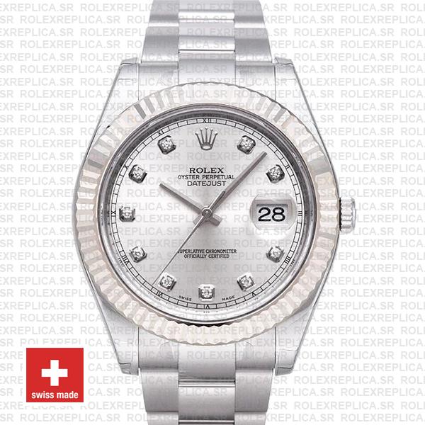 Rolex Datejust ΙΙ 41mm Silver Diamonds Dial Swiss Replica