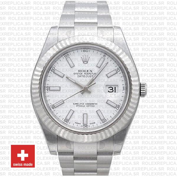 Rolex Datejust ΙΙ 41 White Dial Oyster Bracelet Replica Watch