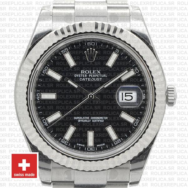 Rolex Datejust ΙΙ 41mm Oyster Bracelet Black Dial Swiss Replica