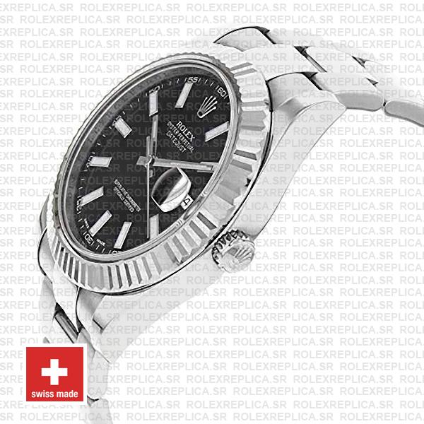 Rolex Datejust Ii Steel White Gold Black 41mm 116334 Swiss Replica