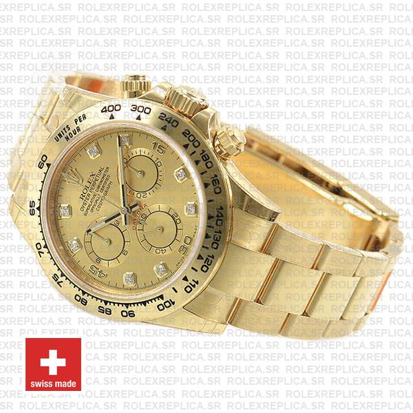 Rolex Cosmograph Daytona Real 18k Yellow Gold Wrapped 904l Steel Diamond Gold Dial 40mm Ref:116508 Swiss Replica Watch