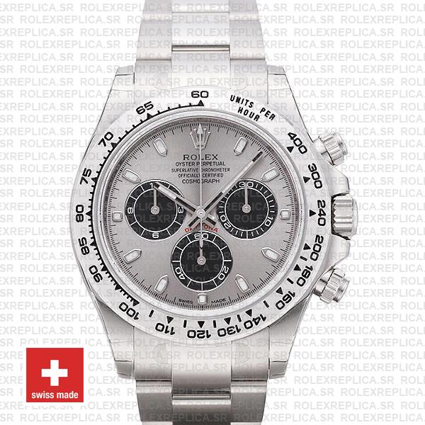 Rolex Daytona 18k White Gold Steel Dial 40mm | Rolex Replica