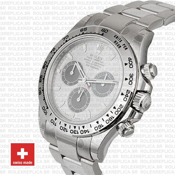 Rolex Daytona 18k White Gold Steel Dial 40mm Rolex Replica Watch