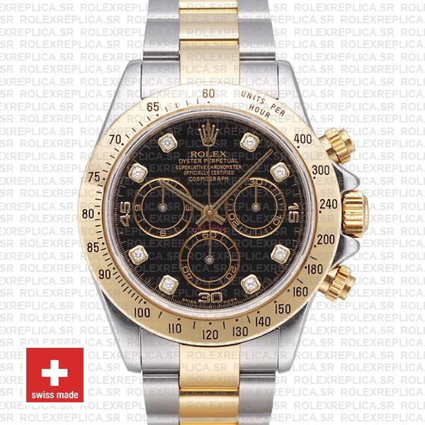 Rolex Daytona Black Diamond Dial Two-Tone | Replica Watch