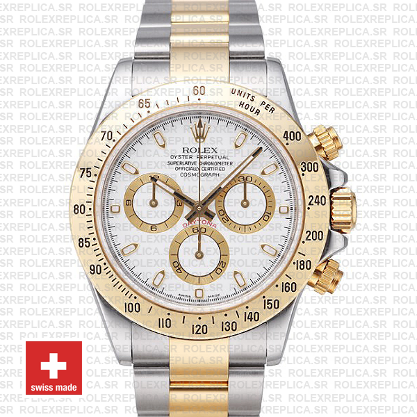 Rolex Daytona Two-Tone 18k Yellow Gold White Dial Replica