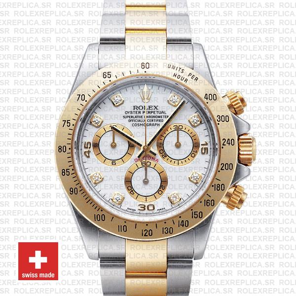 Rolex Daytona Two-Tone Yellow Gold White Diamond Dial Watch