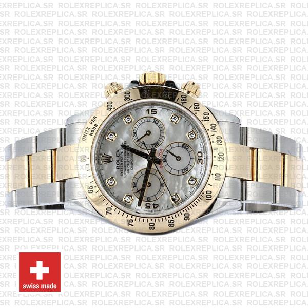 Rolex Daytona Two-Tone Yellow Gold White Diamond Dial Swiss Replica Watch