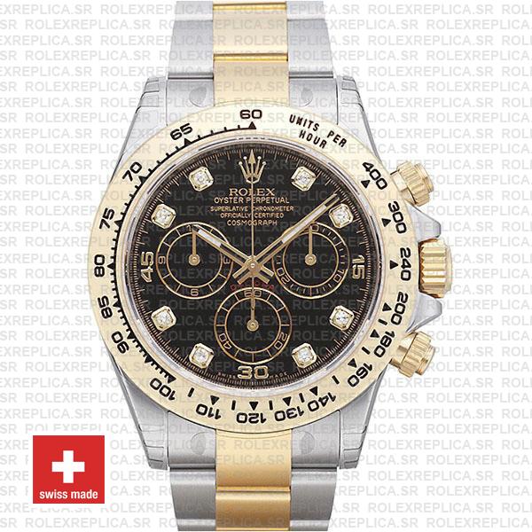 Rolex Daytona Two-Tone Black Diamond Dial | Rolex Replica