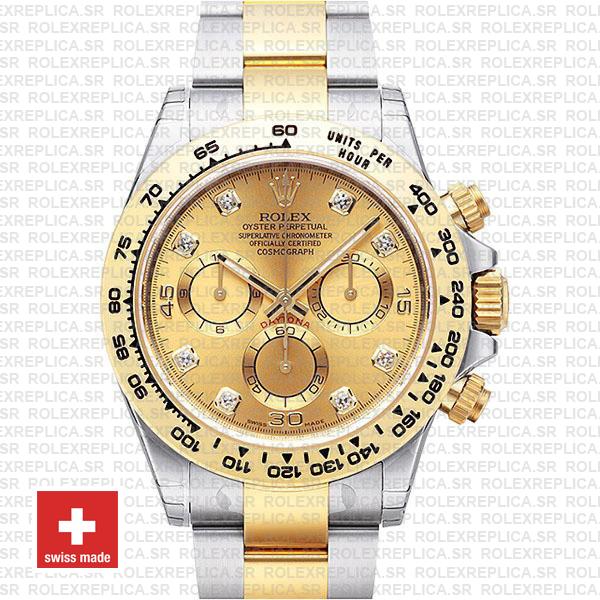 Rolex Daytona Gold Two-Tone Diamond Dial Replica Watch