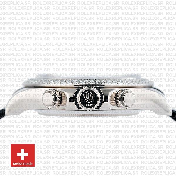Rolex Daytona Leather White Gold Black Diamond Markers Bezel 116519 Swiss Replica 40mm 6