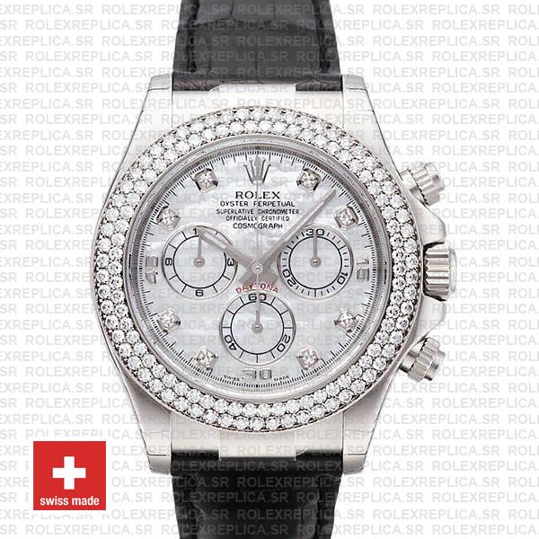 Rolex Daytona White MOP Diamond Bezel Dial Replica Watch