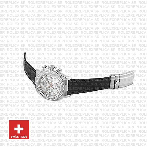 Rolex Daytona Leather White Gold White Mop Diamond Markers Bezel 116519 Swiss Replica 40mm