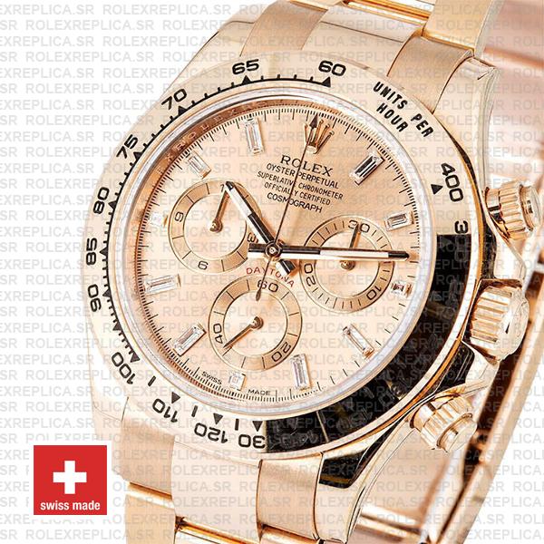 Rolex Cosmograph Daytona 40mm 18k Rose Gold Stainless Steel Oyster Bracelet Pink Diamond Dial Watch